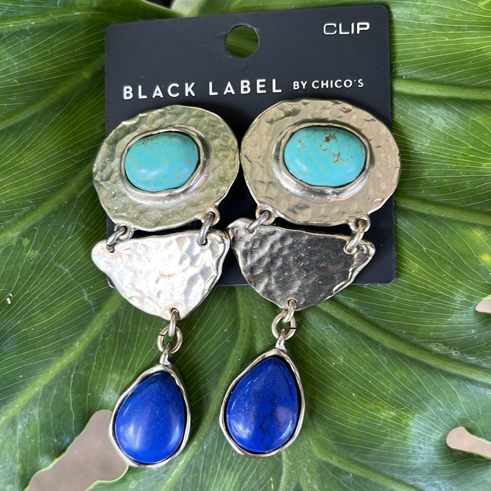 Chico's Black Label Turquoise and Royal Blue Earrings